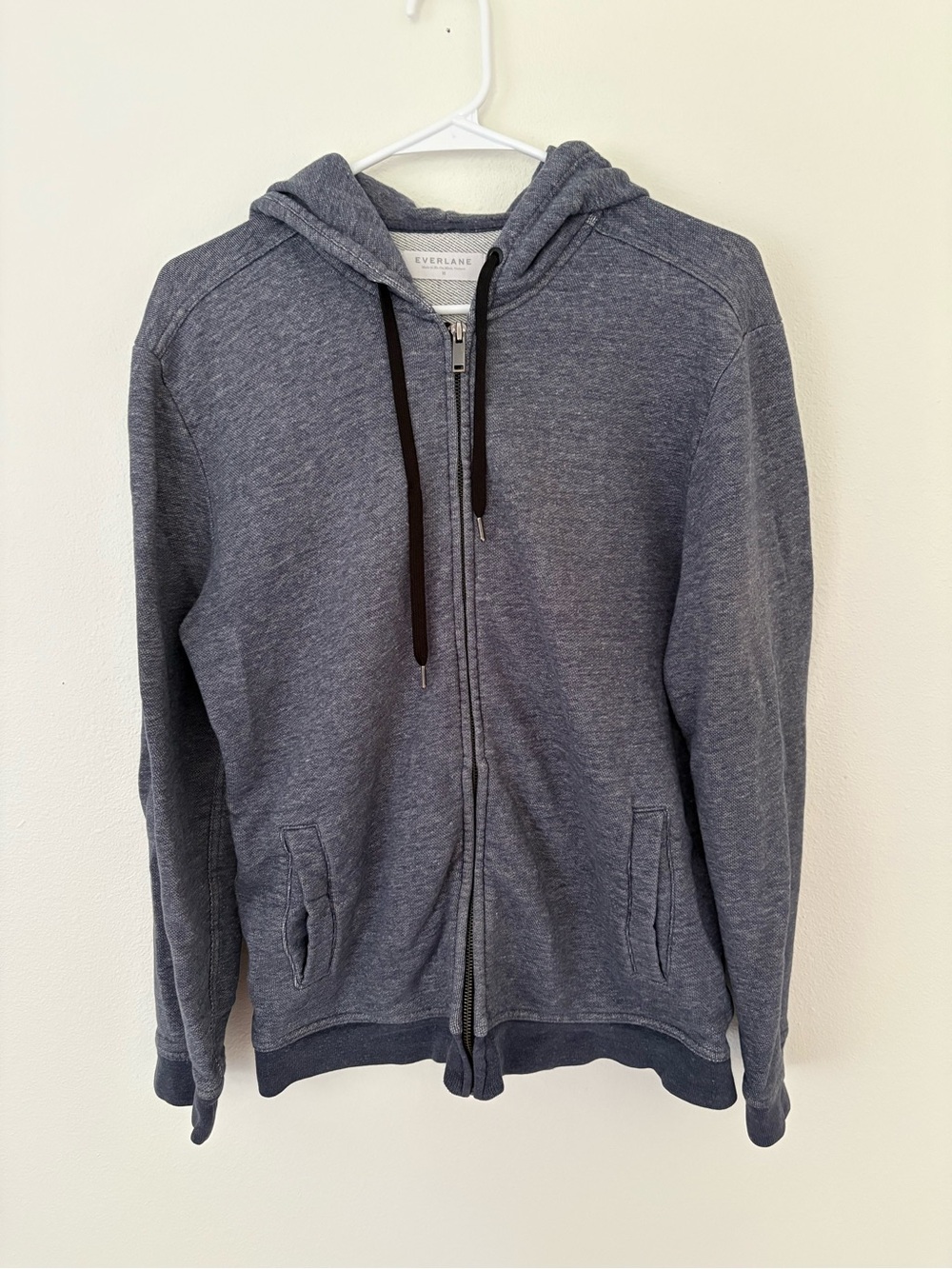 Everlane Men’s 100% Cotton Zip-Up Hoodie Sweater - Heather Blue Gray MEDIUM